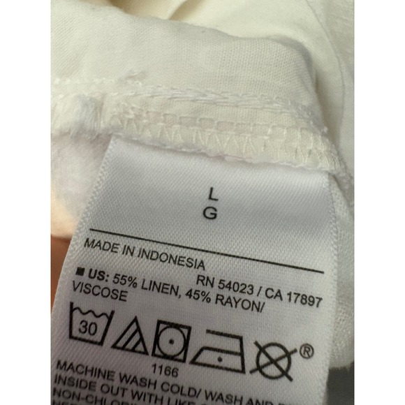 Old Navy White Linen Blend High Rise Wide Leg Pants Comfort Waistband Large - Picture 5 of 5